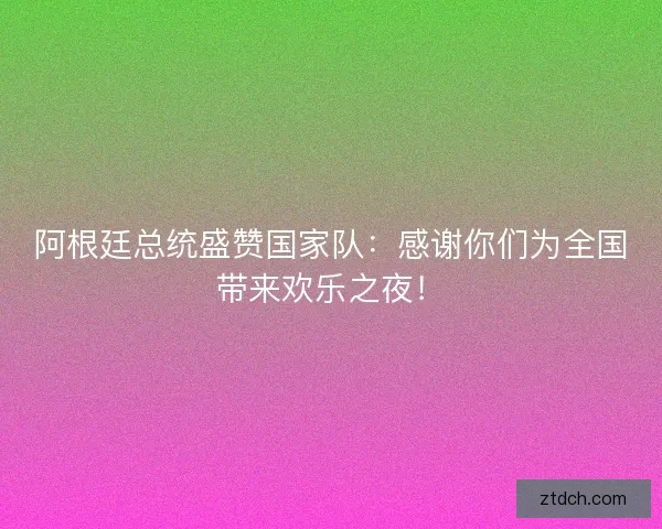 阿根廷总统盛赞国家队：感谢你们为全国带来欢乐之夜！