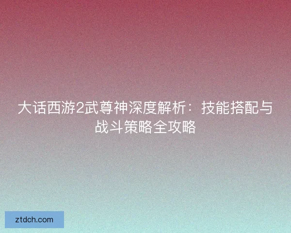 大话西游2武尊神深度解析：技能搭配与战斗策略全攻略