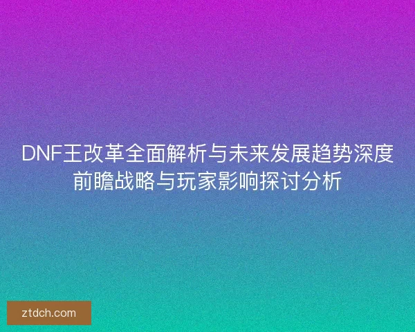 DNF王改革全面解析与未来发展趋势深度前瞻战略与玩家影响探讨分析