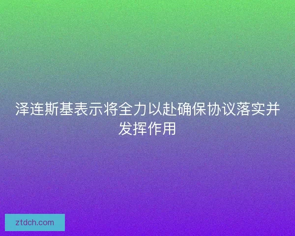 泽连斯基表示将全力以赴确保协议落实并发挥作用